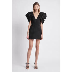 NEW, Aje Admiral Butterfly Puff Sleeve Mini Dress Black Size 8 #MD796